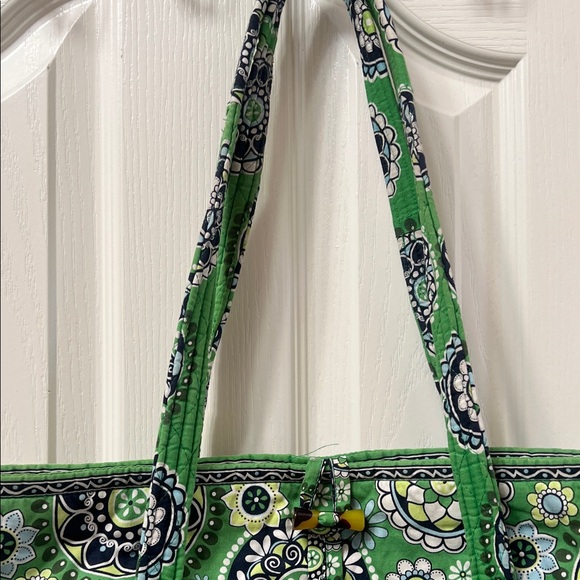 Vera Bradley Green Quilted Tote with Floral Medallions - Picture 3 of 7